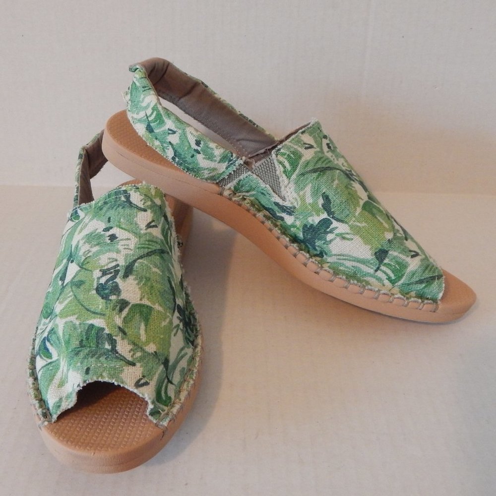 Reef Sandals Size 7.5 Slingback Green Fabric